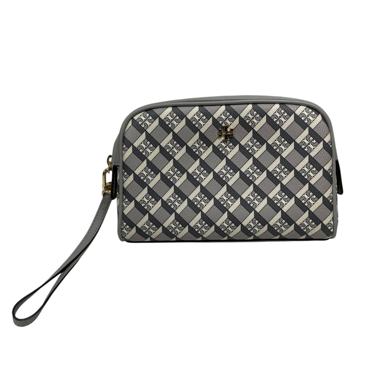 * б/у товар * Tory Burch outlet сумка женский TORY BURCH GEO LOGO ESSENTIALS POUCH серый корпус только V89783NM