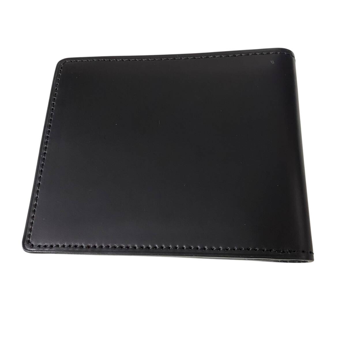 【未使用品】 MARUSHO コードバン 2つ折り 札 カード入れ 黒 革 メンズ 本體のみ J5-232RK