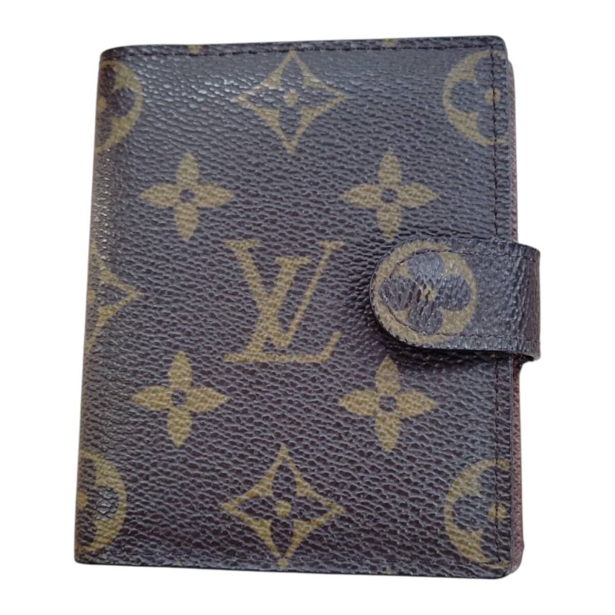 【中古品】LOUIS VUITTON ルイヴィトン LV モノグラム カードケース ホック付き スナップ開閉 ブラウン T60926 A89945RK_画像1