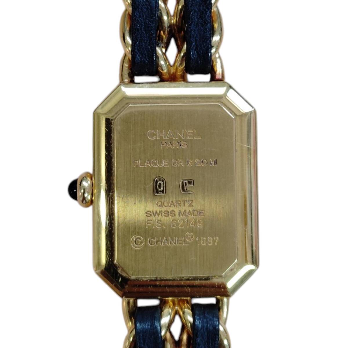 【中古品】 CHANEL シャネル プルミエール ブラック文字盤(pán) クォーツ レディース 時(shí)計(jì) ウォレット ケース付 W88873RD