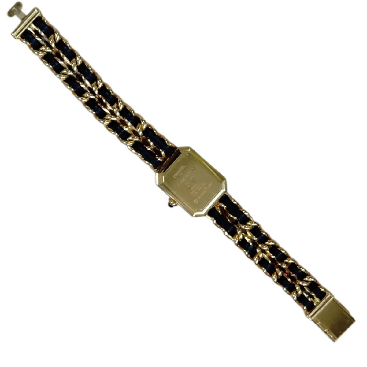 【中古品】 CHANEL シャネル プルミエール ブラック文字盤(pán) クォーツ レディース 時(shí)計(jì) ウォレット ケース付 W88873RD