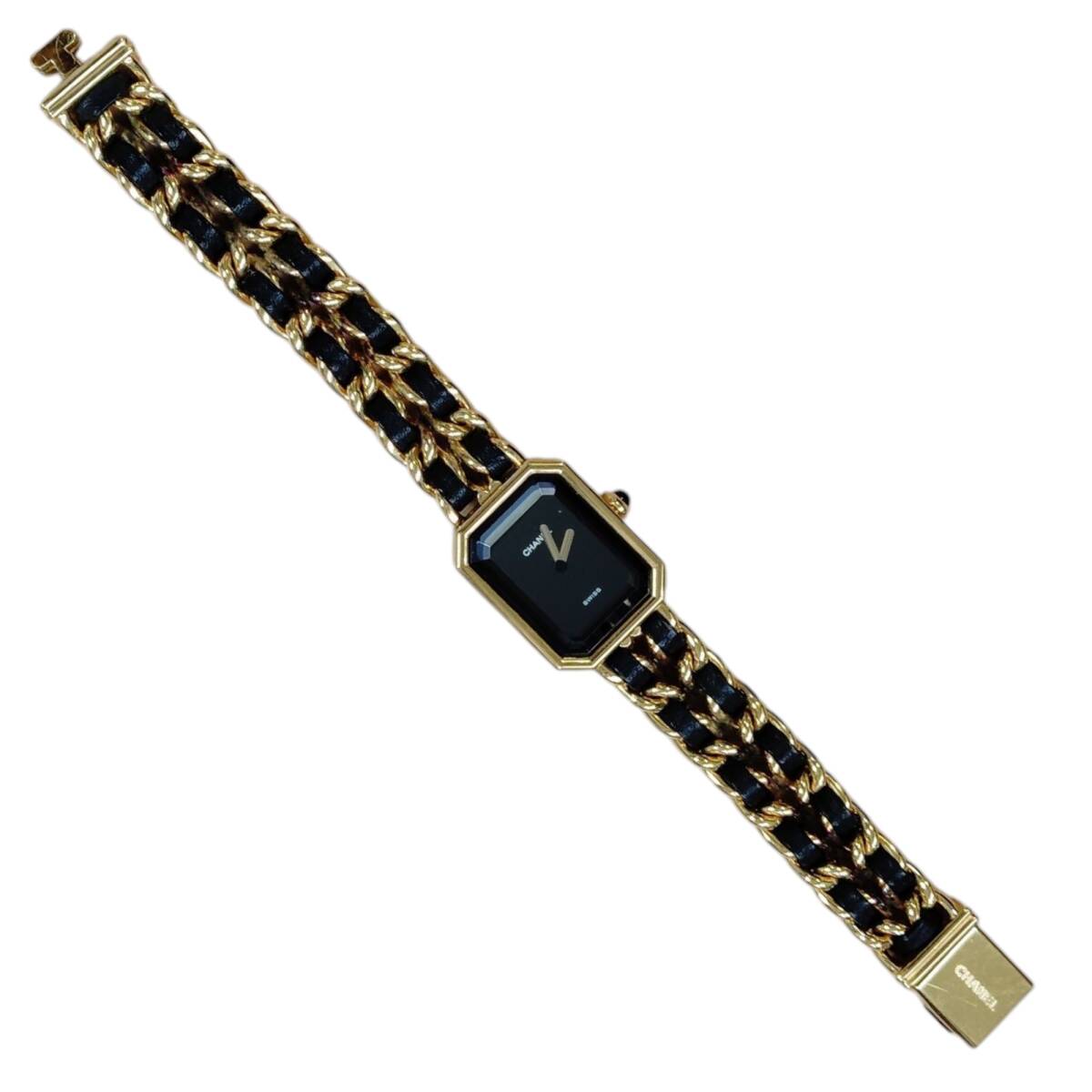 【中古品】 CHANEL シャネル プルミエール ブラック文字盤(pán) クォーツ レディース 時(shí)計(jì) ウォレット ケース付 W88873RD