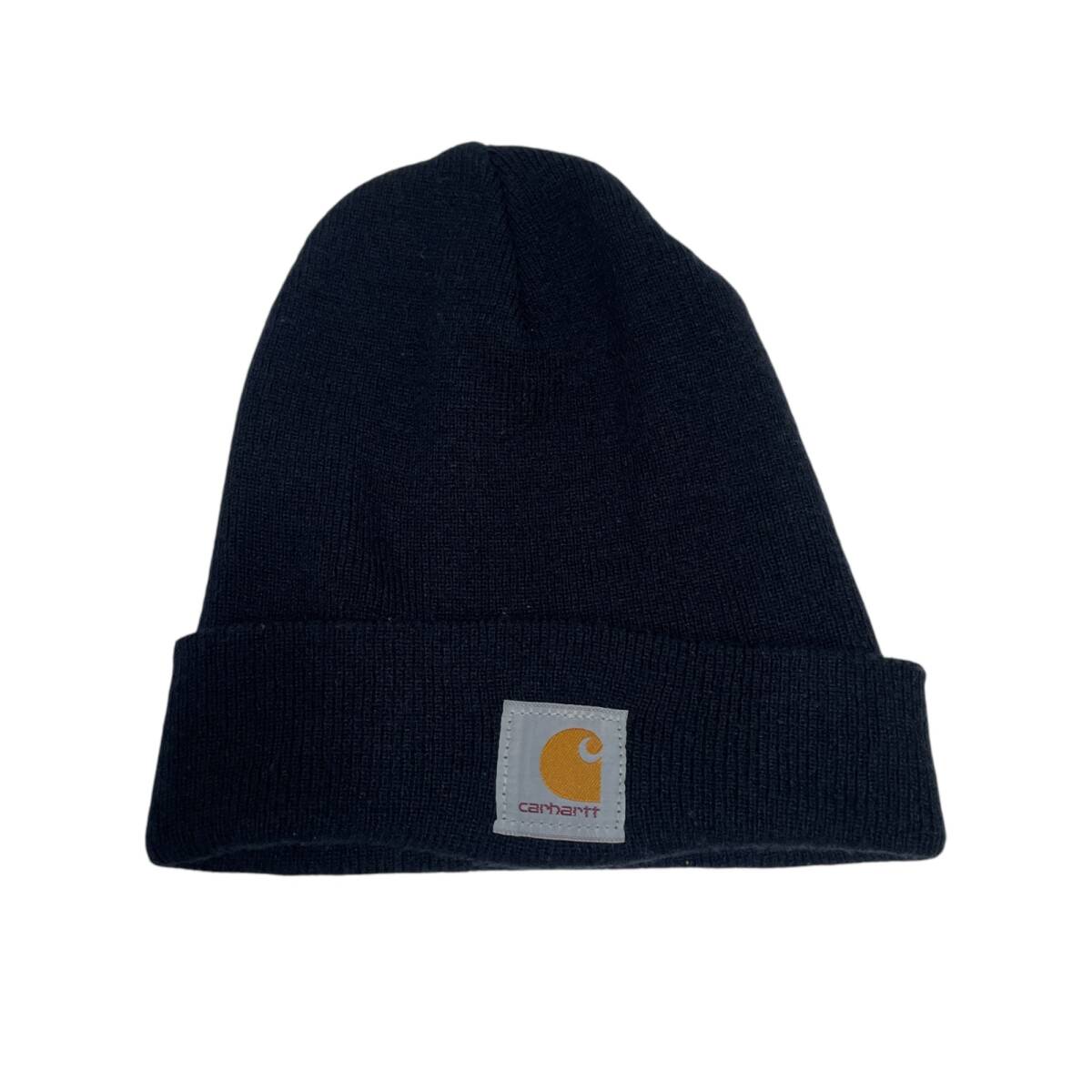 ◆中古品◆ Carhartt カーハート ニットビーニー ニットキャップ ニットワッチ ニット帽 ネイビー One Size ロゴ刺繍ラベル V90867NA