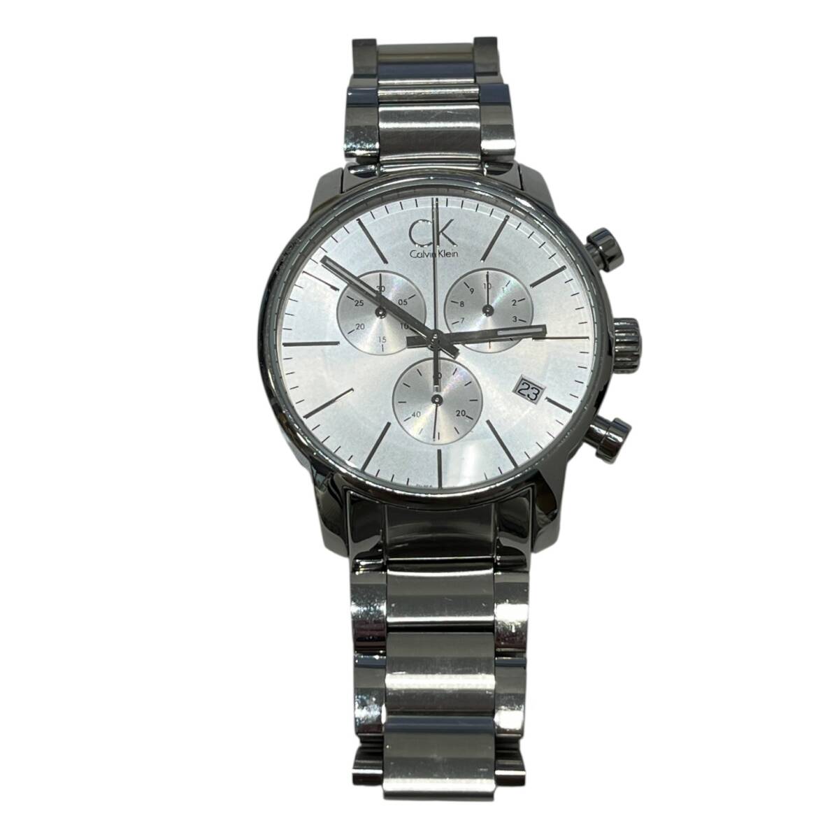 ■中古品■Calvin Klein カルバンクライン CK 腕時(shí)計(jì) K2G 271 ホワイト×シルバー絙色 本體のみ クォーツ IYE2114Z