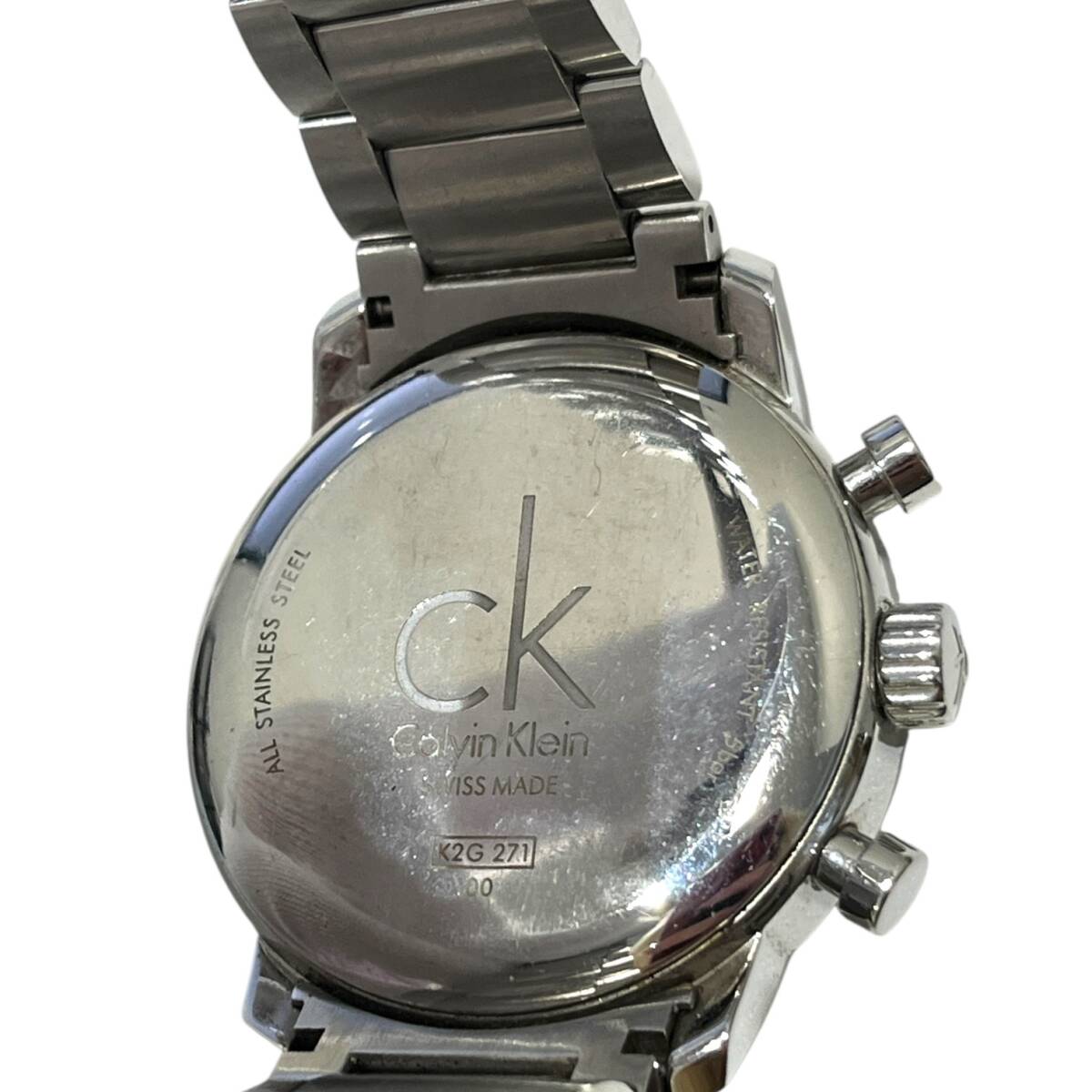 ■中古品■Calvin Klein カルバンクライン CK 腕時(shí)計(jì) K2G 271 ホワイト×シルバー絙色 本體のみ クォーツ IYE2114Z