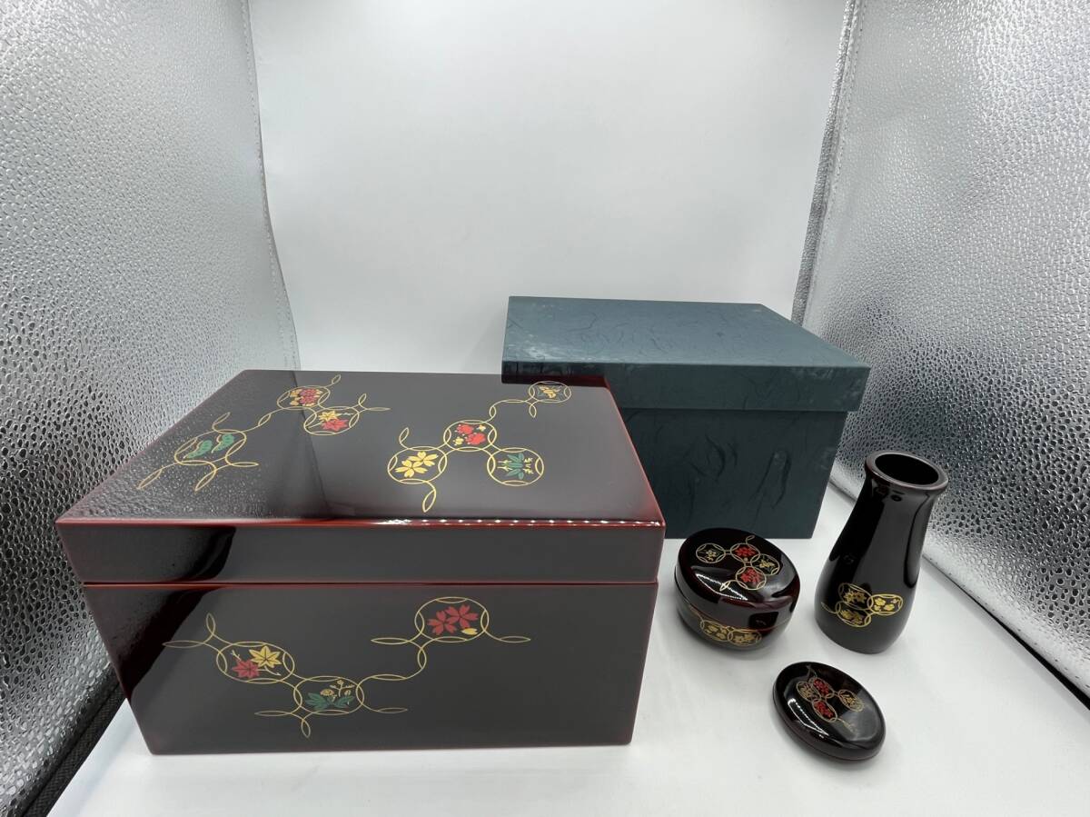 ■中古品■四秀七寶 茶器 セット 茶箱 熘真涂 箱付き 和食器 ZE3751Z