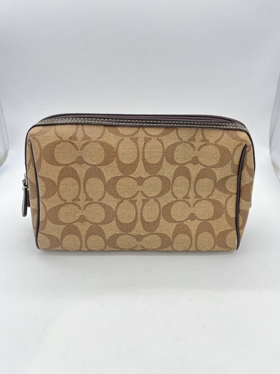 ■中古品■COACH コーチ ポーチ ブラウン系 本體のみ 収納 內(nèi)ポケットあり IYE1418Z