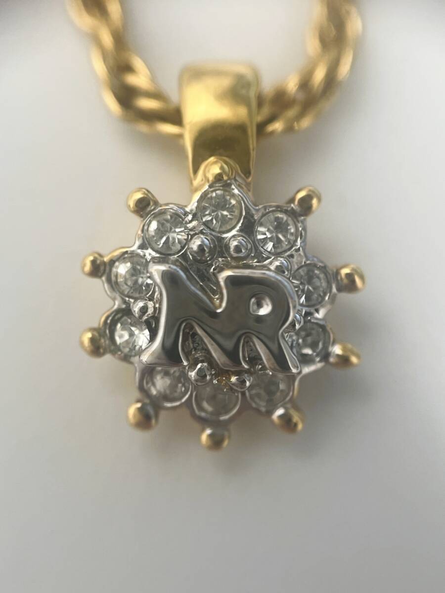【中古】ニナリッチ NINA RICCI ゴールド ラインストーン NR ロゴ ネックレス ピアス セット STG2843