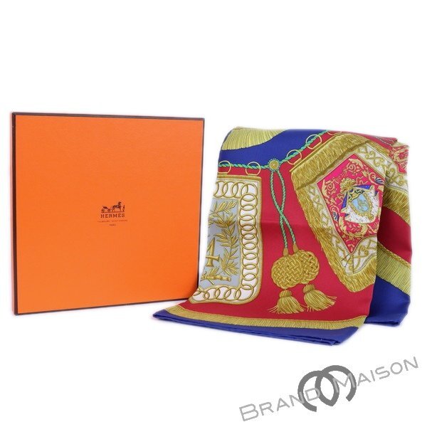 未使用保管品 エルメス カレ90 POSTE ET CAVALERIE スカーフ HERMES エルメス カレ90 POSTE ET CAVALERIE サーベル飾り袋