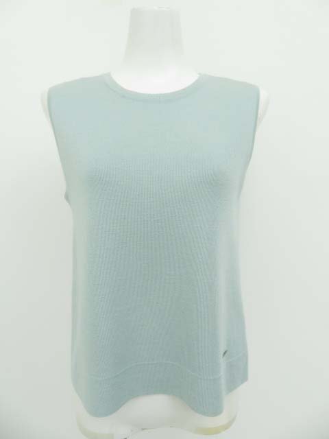 FOXEY　BOUTIQUE　スリーブレスニットトップス　36716　17年　42　アイスブルー　カシミヤシルク　中古A1　AP-108837