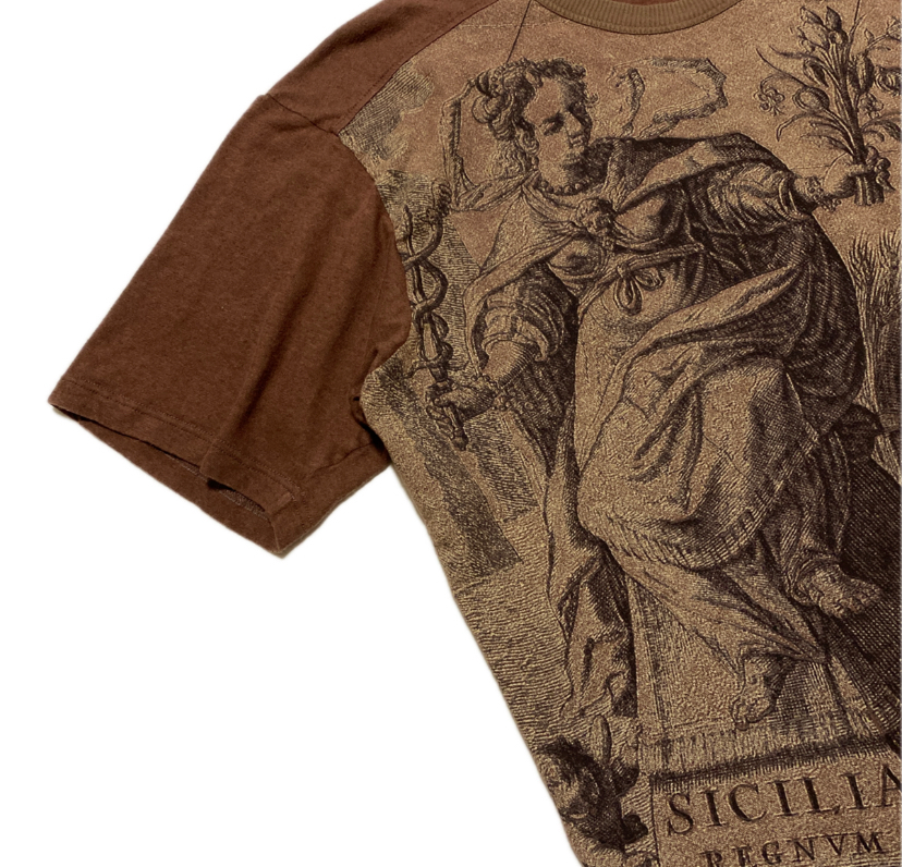 春夏メンズ DOLCE&GABBANA 圣母マリア 天使 プリント ストレッチコットン オーバーシルエット クルーネック 半袖 Tシャツ