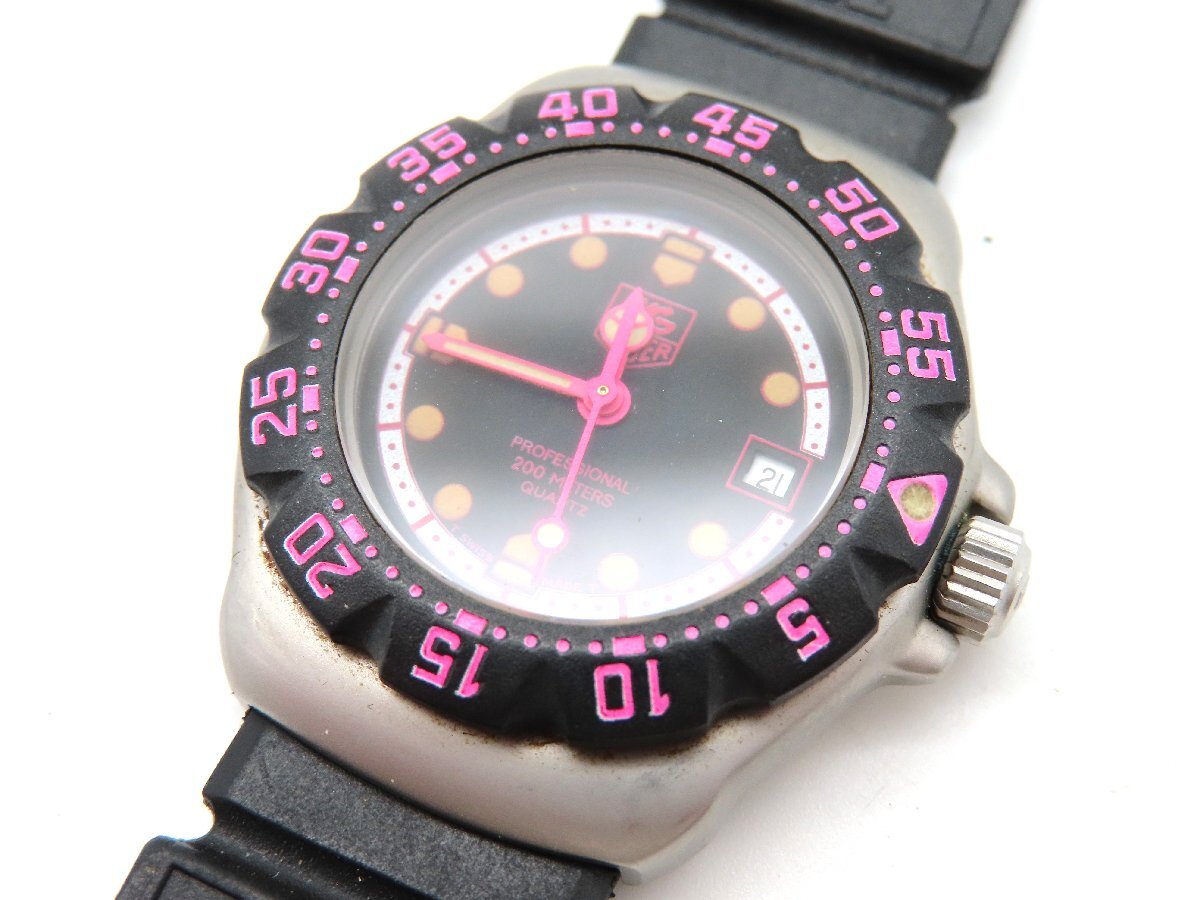 1円 タグホイヤー(TAG 377.508 SS ブラック文字盤 レディース 腕時計 稼働 QZ 20626