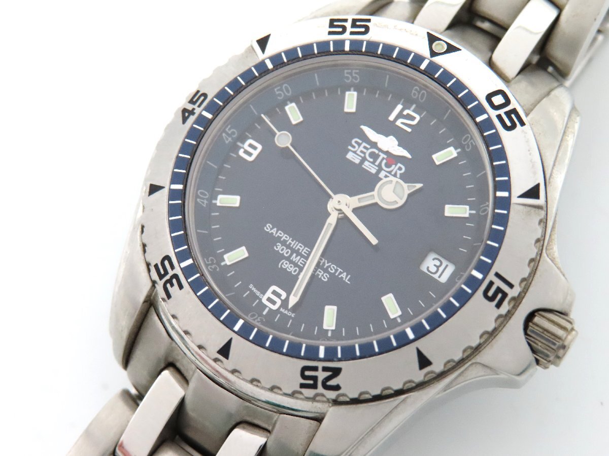 1円 セクター 2653259135 SS ネイビー文字盤 メンズ 腕時計 稼働 QZ 1579501