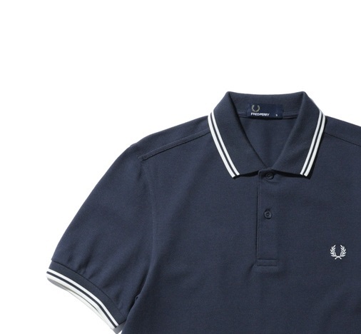 新品メンズポロシャツFREDフレッドペリー半袖Tシャツダブル白ライン濃紺XXL