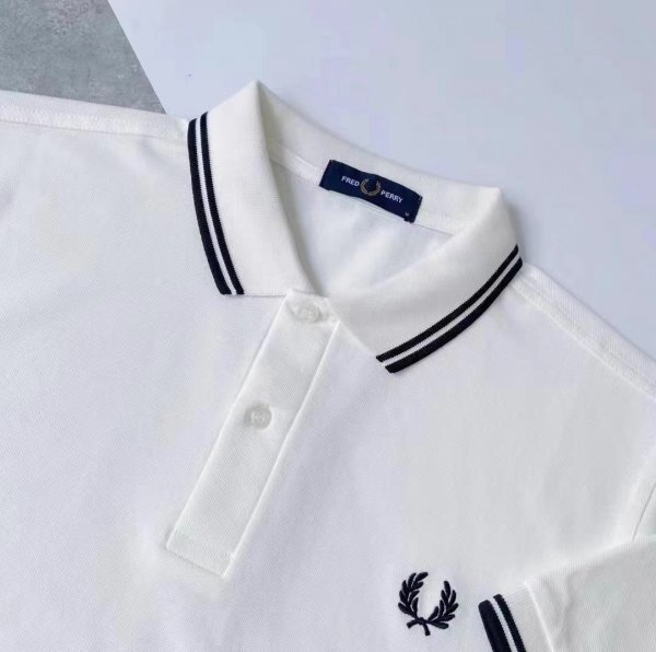 新品メンズポロシャツFREDフレッドペリー半袖Tシャツダブルライン白L