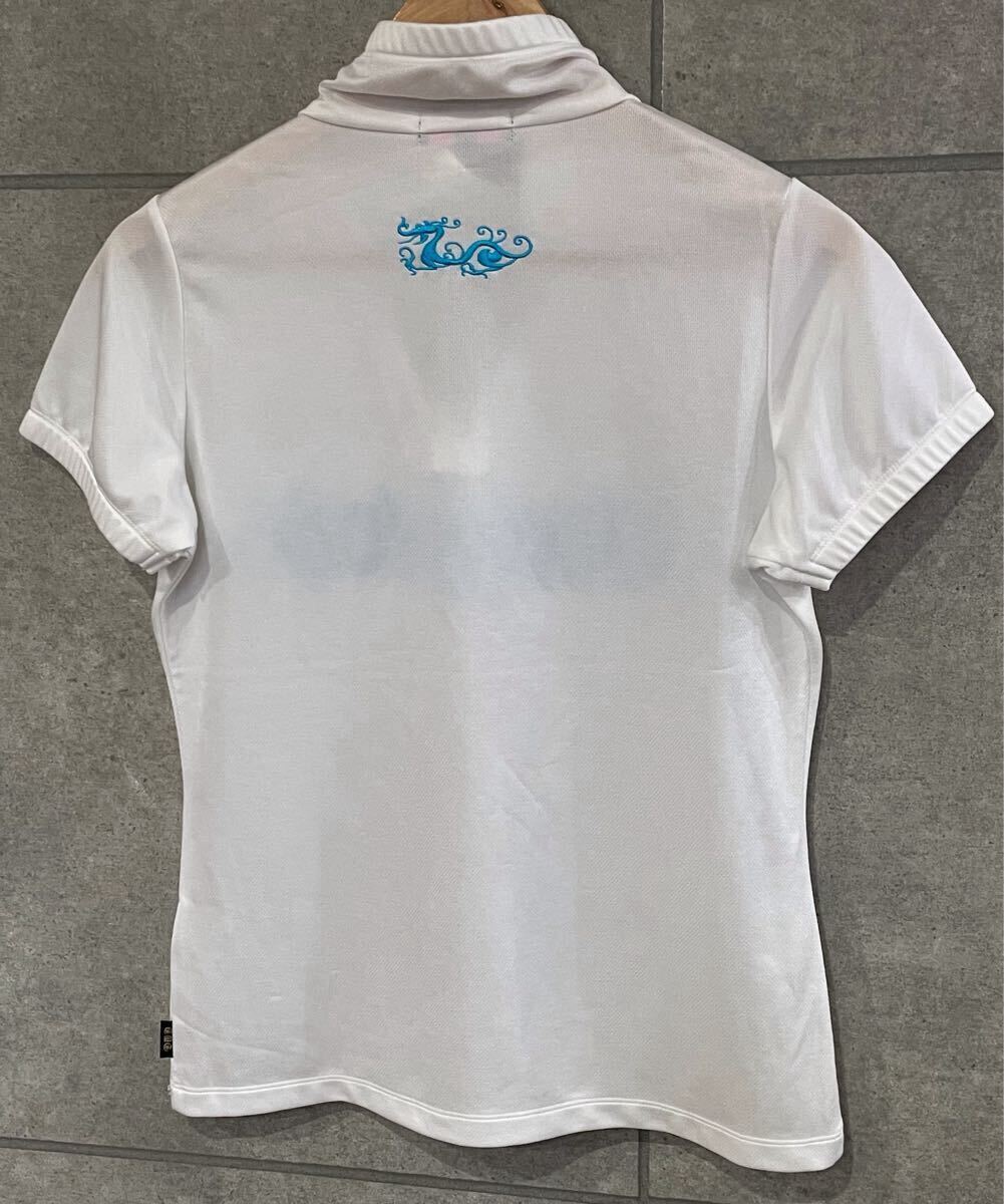 夏本番！ DANCE WITH DRAGON ダンスウィズドラゴン 半袖 ハイネックシャツ ハーフジップ ラインストーン 白 3 レターパック可 ○ 新規×_画像4