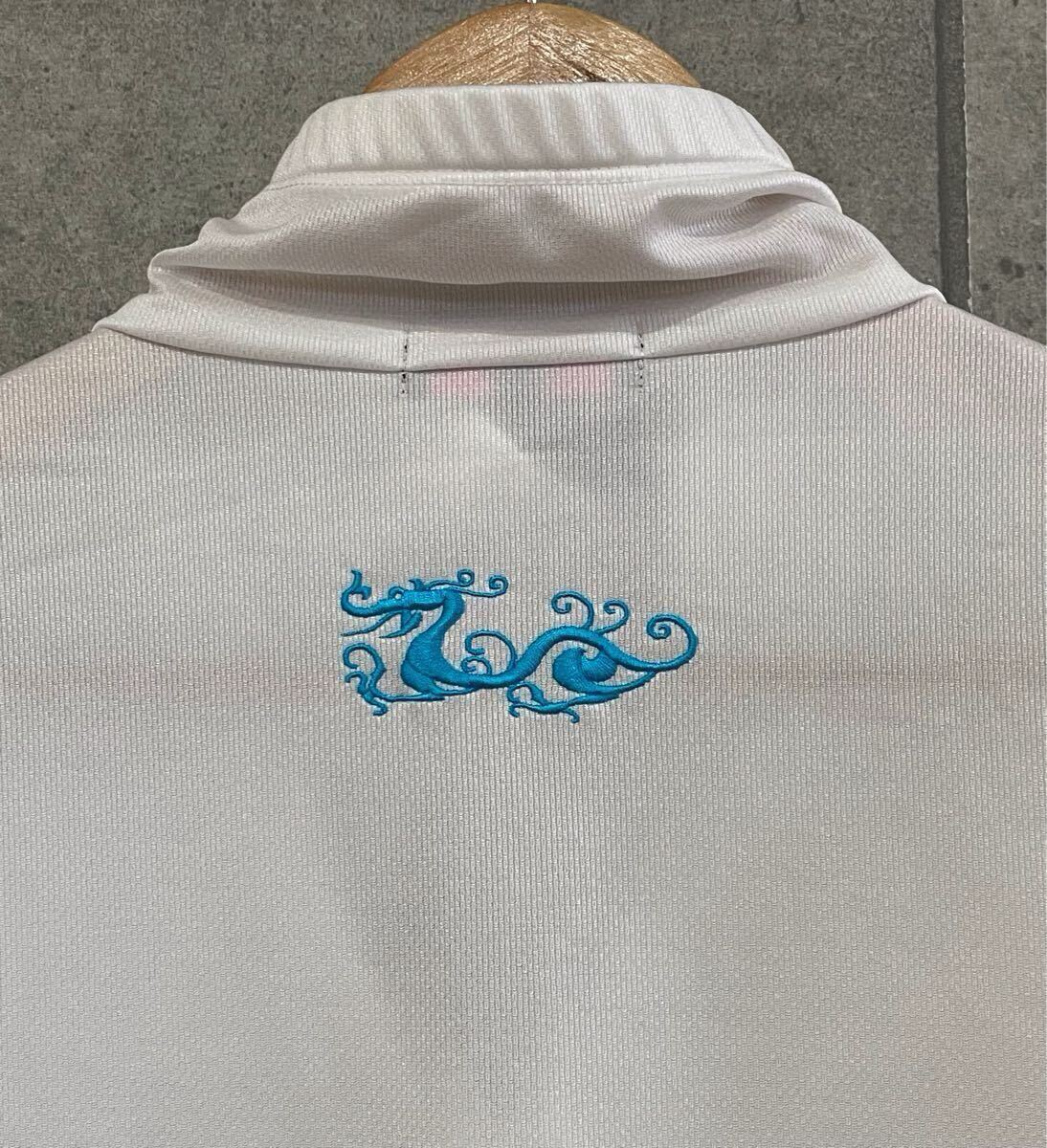 夏本番！ DANCE WITH DRAGON ダンスウィズドラゴン 半袖 ハイネックシャツ ハーフジップ ラインストーン 白 3 レターパック可 ○ 新規×_画像5