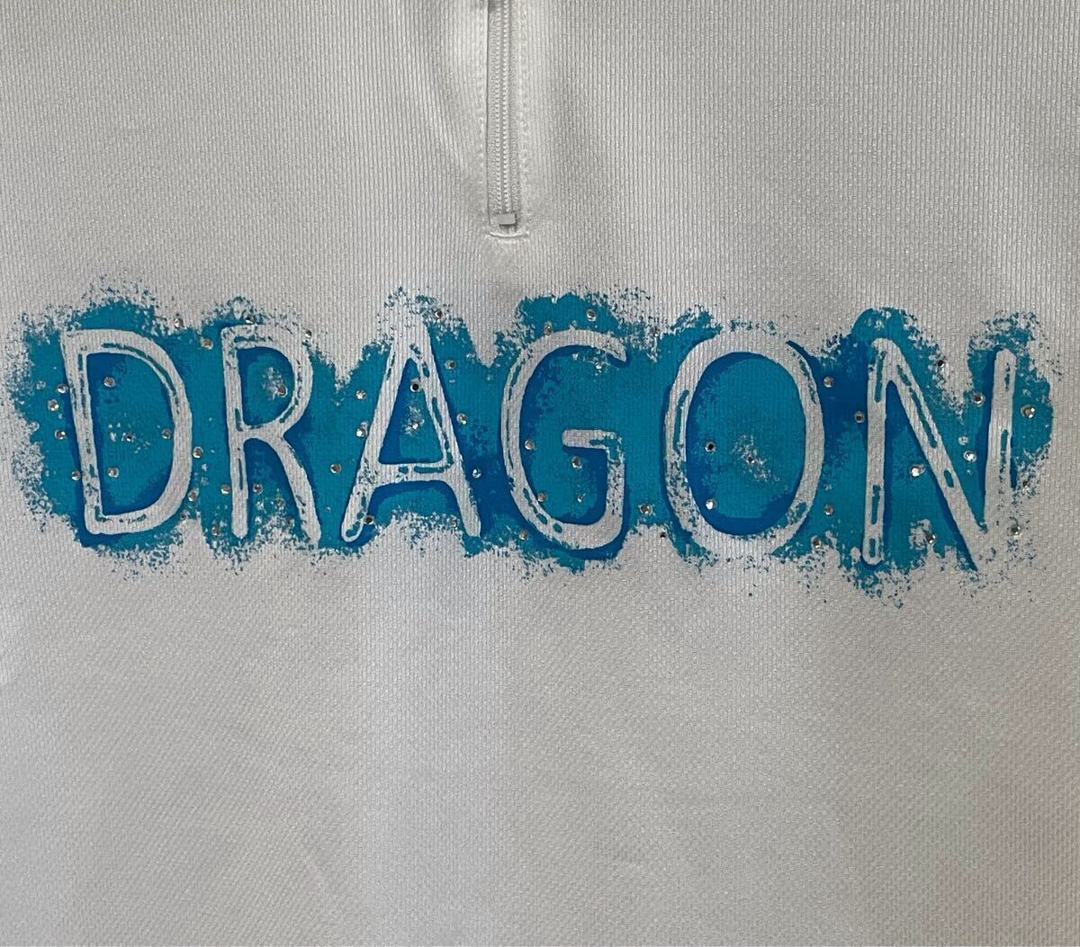 夏本番！ DANCE WITH DRAGON ダンスウィズドラゴン 半袖 ハイネックシャツ ハーフジップ ラインストーン 白 3 レターパック可 ○ 新規×_画像2
