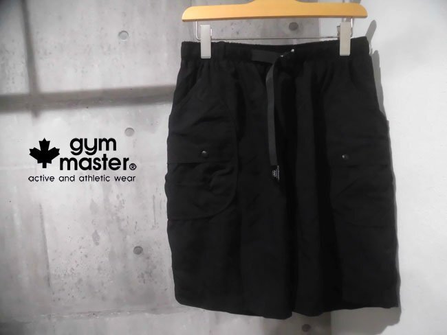 gym master ジムマスター Comfy Nylon ドロップポケットショーツ M/吸汗速干 ストレッチ ナイロン ショートパンツ/黒/G421634/メンズ