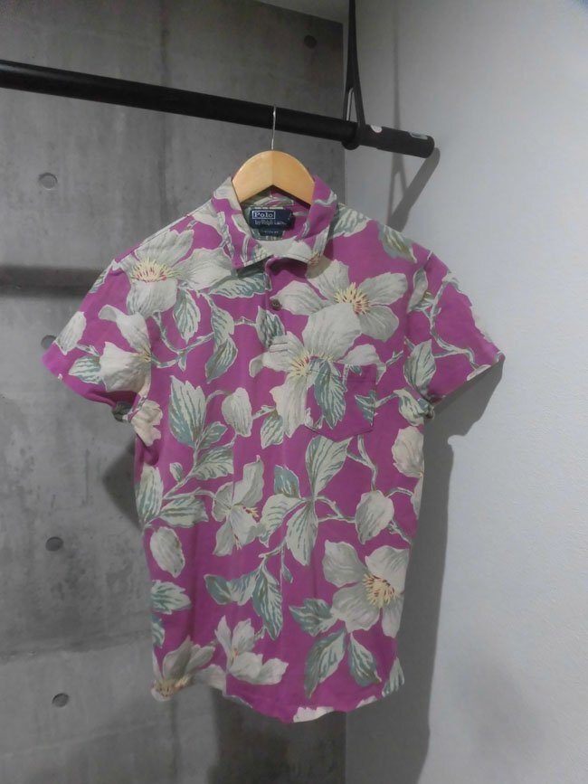 POLO RALPH LAUREN ポロ ラルフローレン CUSTOM FIT フラワー ボタニカル 総柄 半袖 ポロシャツ M/鹿の子シャツ/メンズ