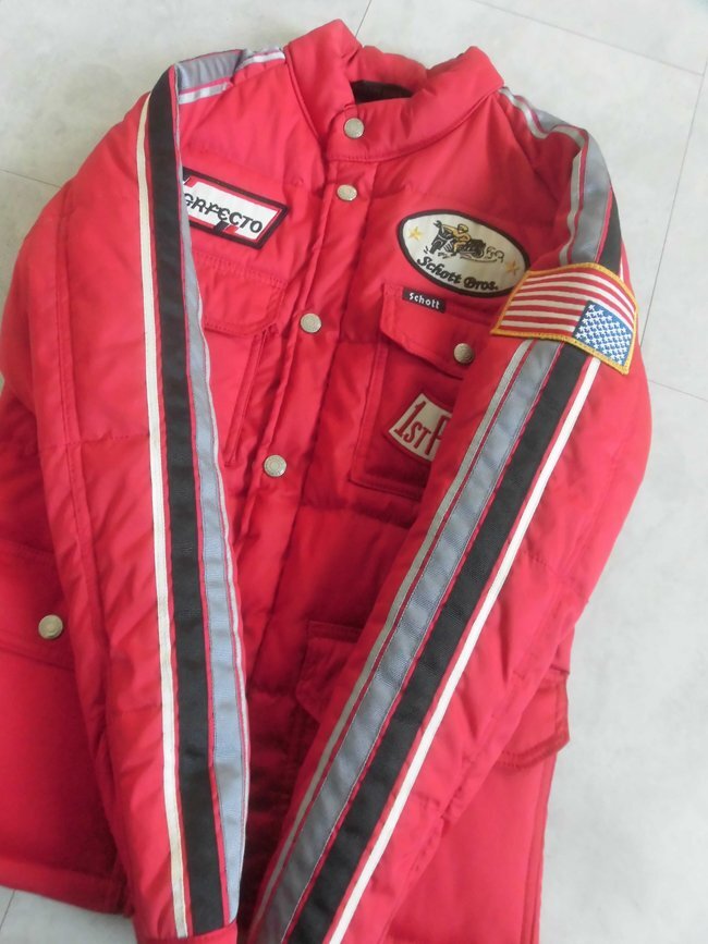 SCHOTT ショット RACING JACKET ワッペン付き レーシングジャケット XS/THERMOLITE 中綿ジャケット/赤 レッド/メンズ/ライダース/3192003