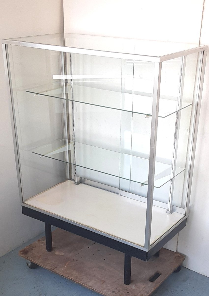 ★ 100197 ガラスケース ガラスショーケース 縦型 后開き W91x48xH125cm 棚板2枚 店舗用品 中古 店頭受取 引取のみ ★