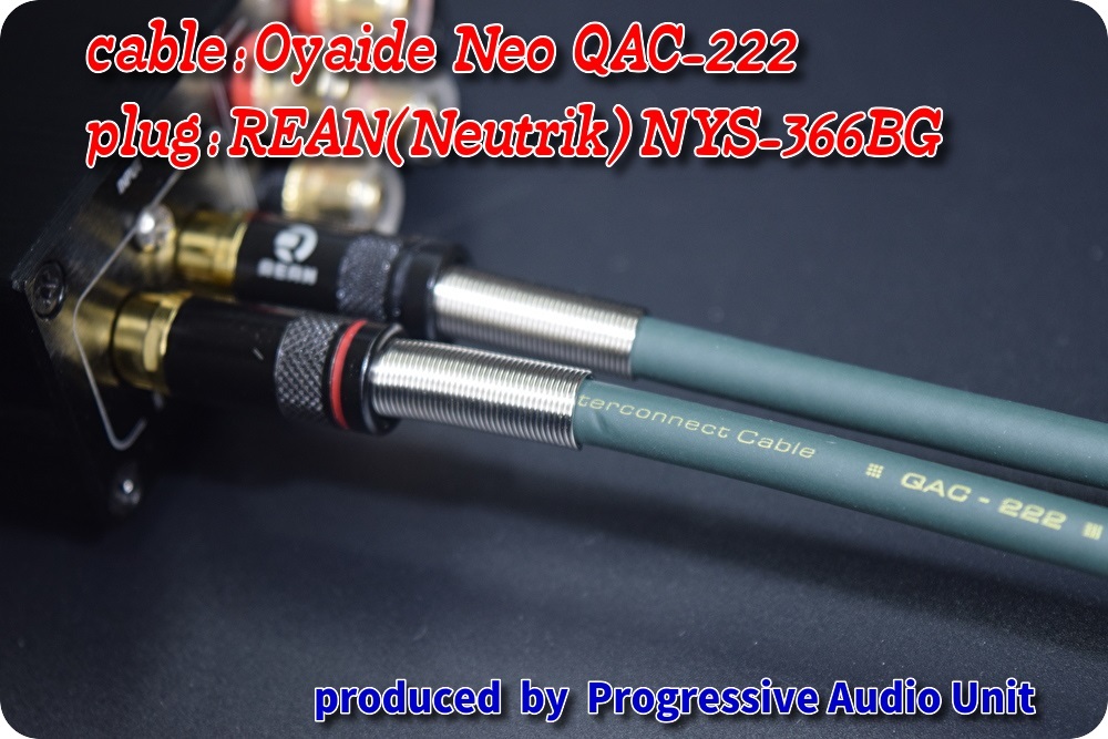 ■■ Oyaide NEO QAC-222(green)＋RCA Gp_plug（RE03）/0.45m×2本