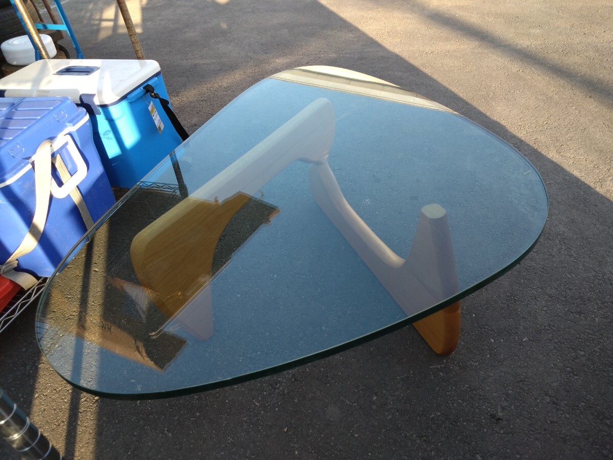 ●【引取限定】イサム?ノグチ コーヒーテーブル センターテーブル ノグチテーブル デザイナーズ 家具 126×90×40 ガラス1.9cm 中古 ③