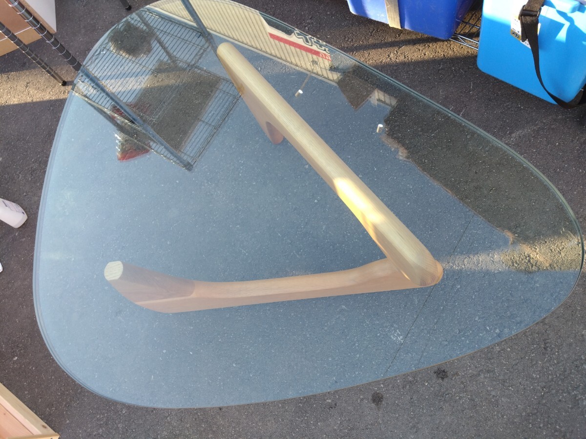 ●【引取限定】イサム?ノグチ コーヒーテーブル センターテーブル ノグチテーブル デザイナーズ 家具 126×90×40 ガラス1.9cm 中古 ③