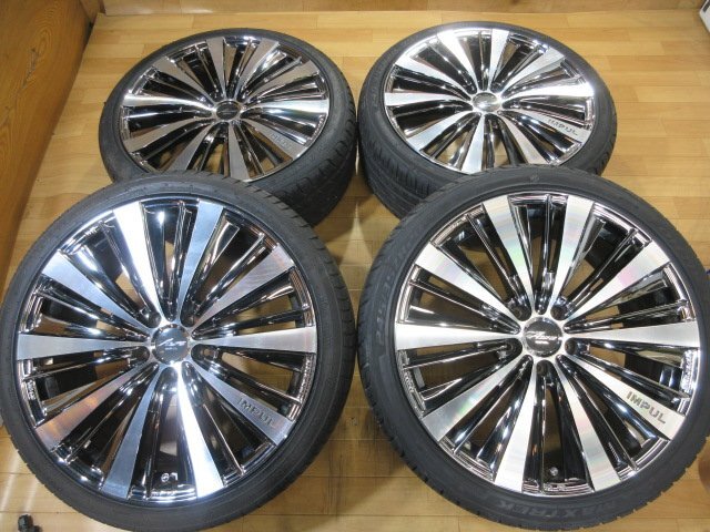 そこそこ綺麗! バリ山! IMPUL インパル Aura SX-30 ホイール タイヤ 4本 20インチ 8.5J+49 245/35ZR20 V37 スカイライン E52 エルグランド