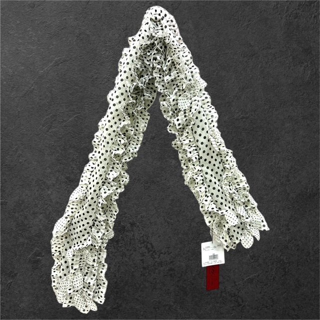 ★新品?未使用★ NOKO OHNO ノコオーノ ストール ポリエステル100％ タグ付き ドット柄 プリーツ フリル リボン 水玉 スカーフ