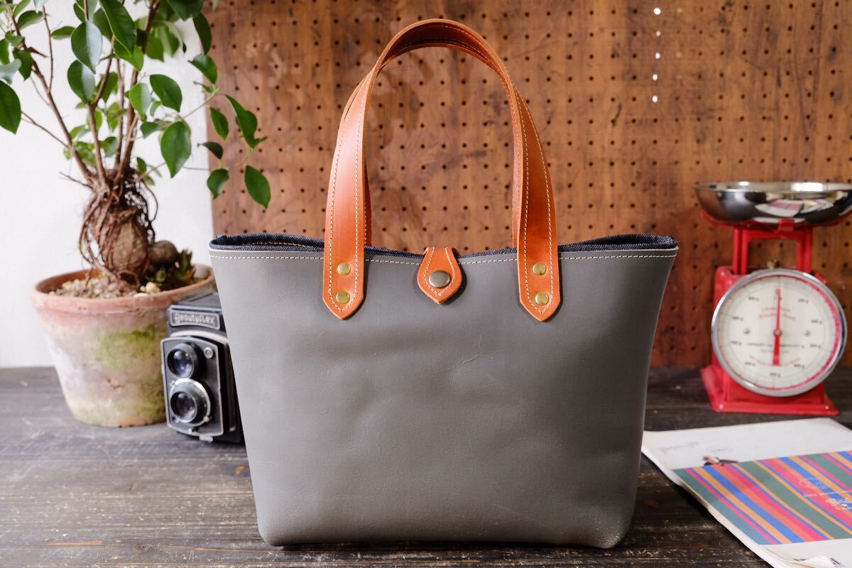 ◆◇イタリア産ブッテロ牛革バックスキンレザートートバッグ　作家手作り帆布里地★床革グレイブラウン日本制鞄新色新作