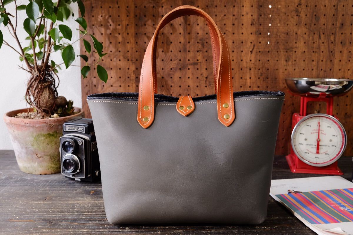 ◆◇イタリア産ブッテロ牛革バックスキンレザートートバッグ　作家手作り帆布里地★床革グレイブラウン日本制鞄新色新作