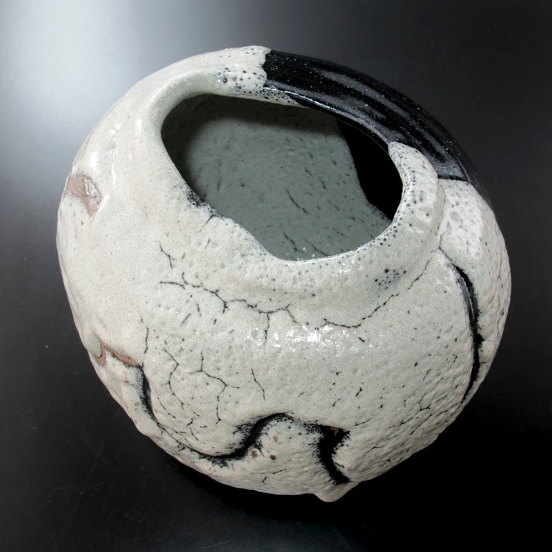 【古美味】人間國寶 清水卯一 蓬萊白流扁壷 茶道具 保証品 CTp9