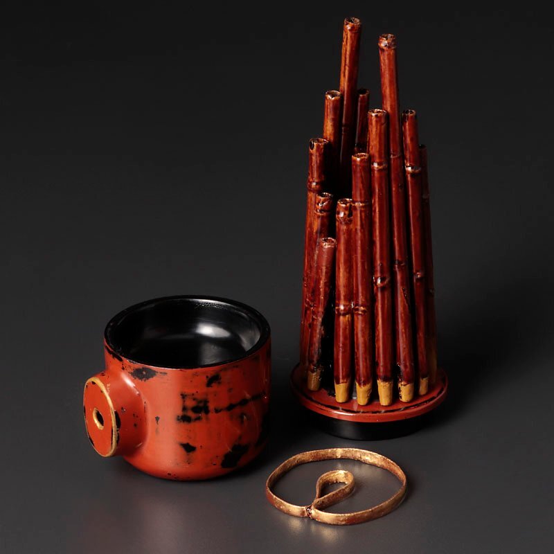 超熱 乾漆 古美味】二代中川正斉 笙香合 8GwN(香合 保証品 茶道具 木工、竹工芸