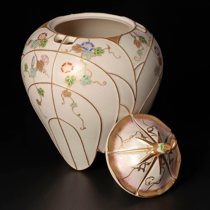 【古美味】十五代沈壽官 薩摩 朝顔香爐 茶道具 保証品 Zh2X