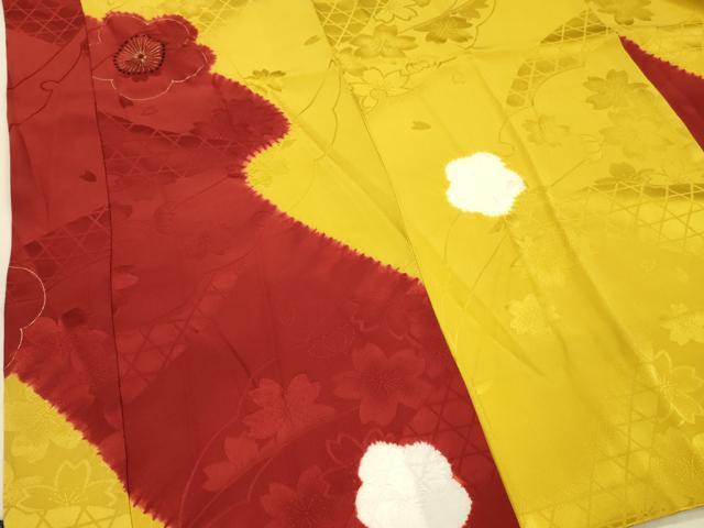 平和屋著物■振袖用長(zhǎng)襦袢　袷　舞花文　正絹　逸品　DAAP8428zy