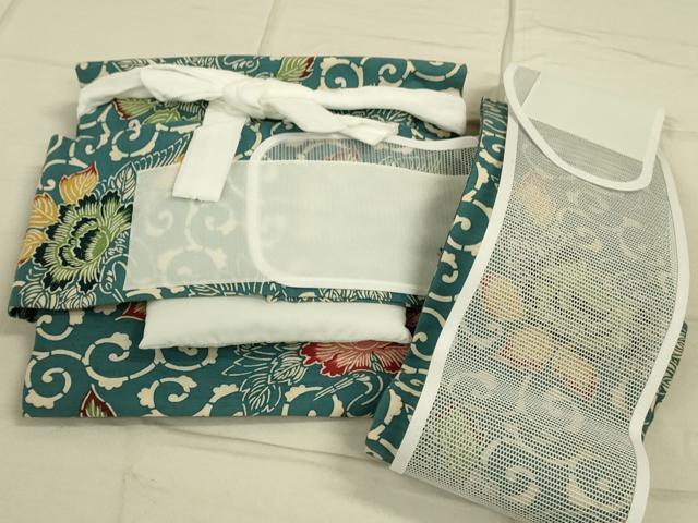 平和屋著物◎つけ帯　紬地　型染め　花唐草文　やまと誂制　共箱付き　正絹　逸品　未使用　DAAO9850rt