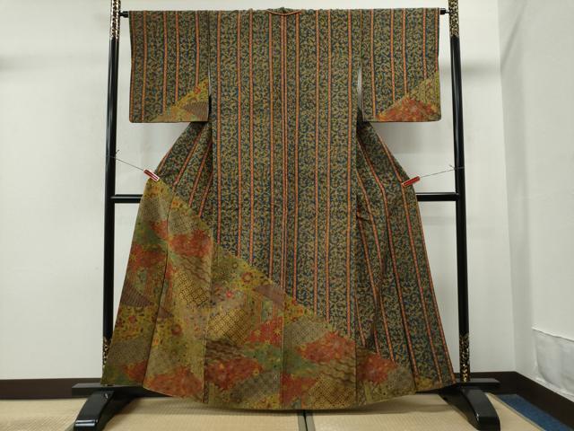 平和屋著物■訪問著　吉祥更紗花文　正絹　逸品　CAAR2685yc