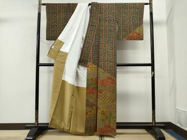 平和屋著物■訪問著　吉祥更紗花文　正絹　逸品　CAAR2685yc