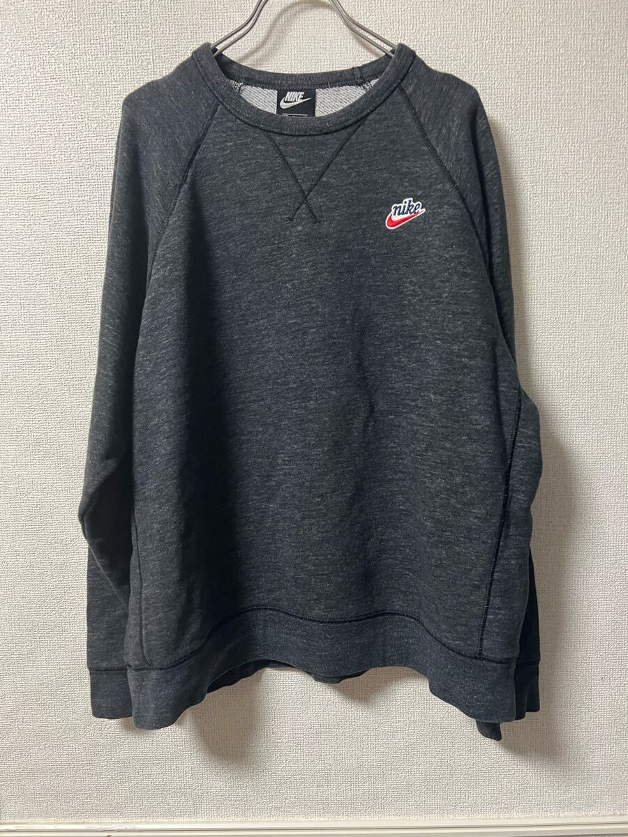 NIKE 筆記体ロゴ スウェット トレーナー グレー Lサイズ nike ナイキ 筆記体ロゴ スウェット グレー 黒タグ オーバー
