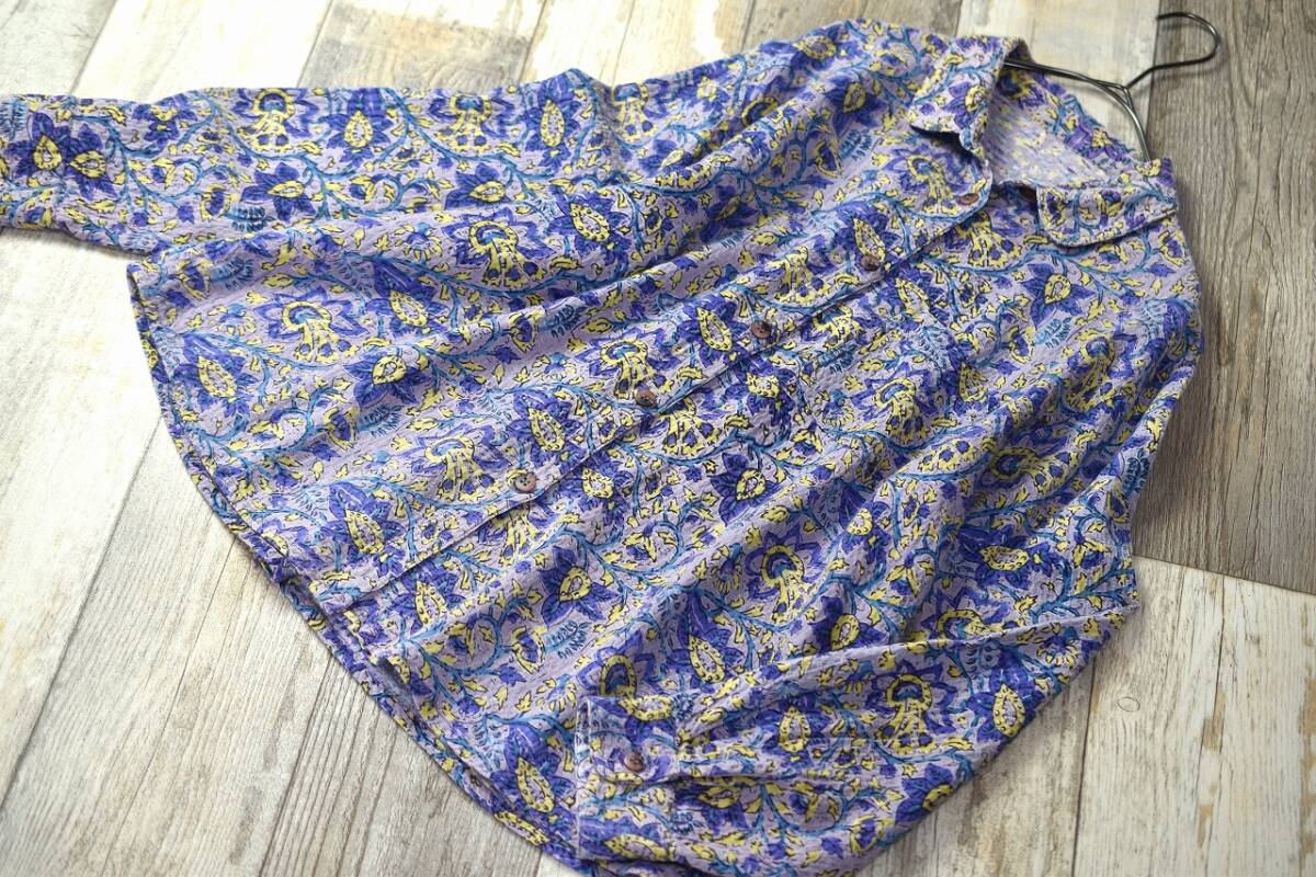 橫浜元町グレープ grape インド制 ボタニカル柄ブラウスシャツ 