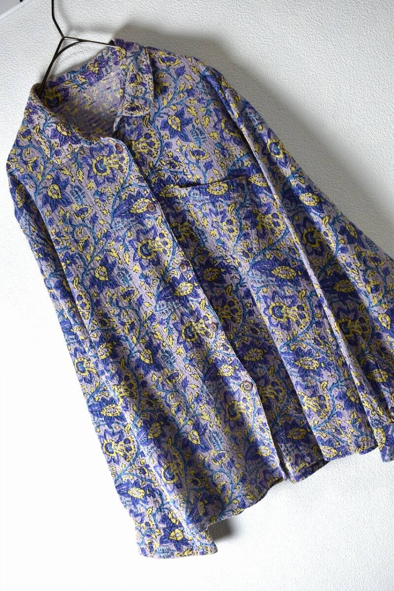 橫浜元町グレープ grape インド制 ボタニカル柄ブラウスシャツ 