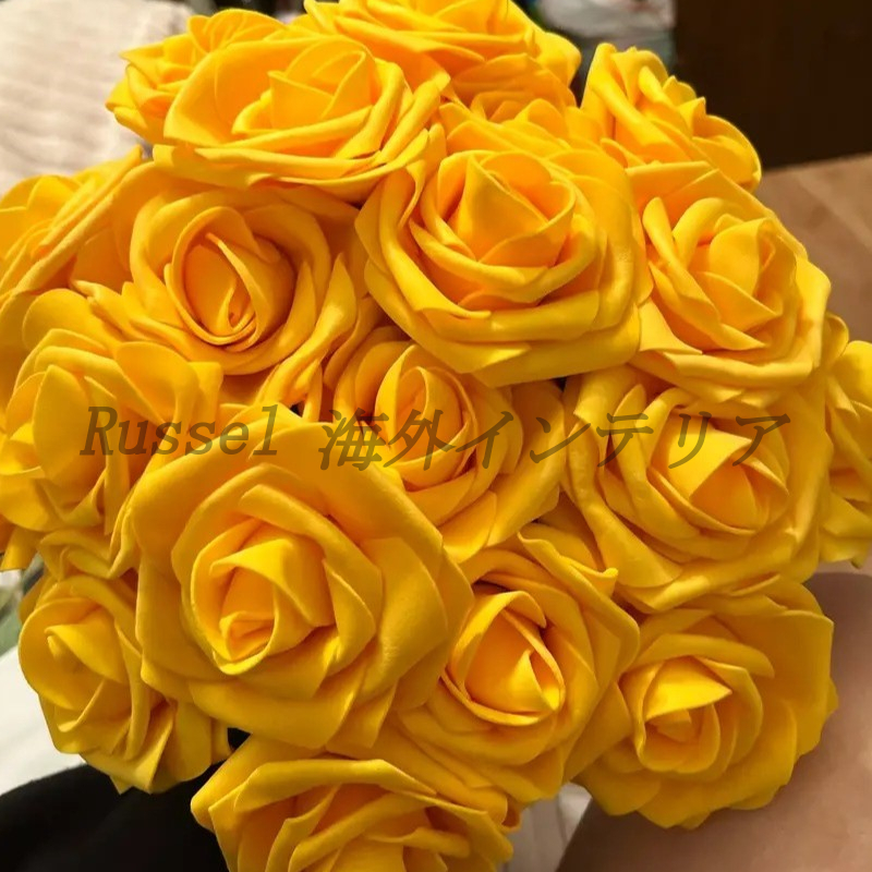 フェイクフラワー 薔薇 造花 25本セット エレガント イエロー 黃色 人工 お灑落 デコレーション インテリア おしゃれ アレンジメント 4-7