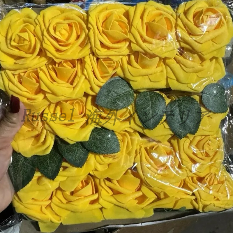 フェイクフラワー 薔薇 造花 25本セット エレガント イエロー 黃色 人工 お灑落 デコレーション インテリア おしゃれ アレンジメント 4-7