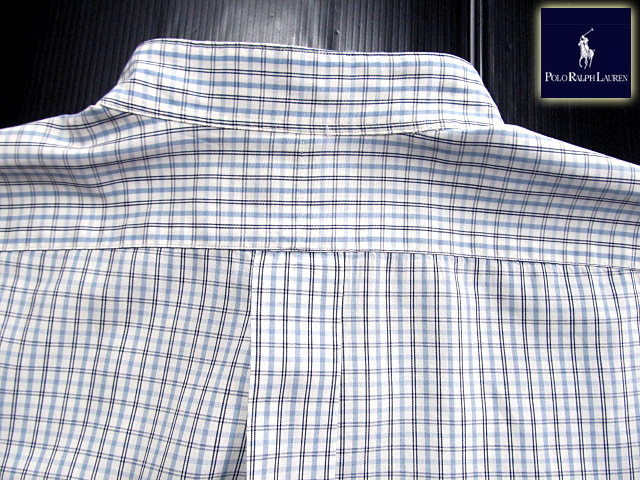 ★100円スタート！ラルフローレン RALPH LAUREN バンドカラーシャツ 半袖 XLサイズ 希少品 ハンサムチェック ブルー×ブラック×ホワイ???