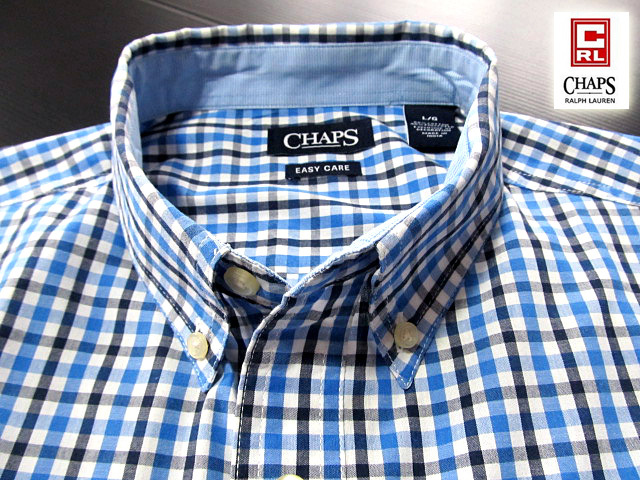 ★300円スタート！美品 チャップス ラルフローレン CHAPS RALPH LAUREN ボタンダウンシャツ 半袖 Lサイズ 希少品 ハンサムチェック