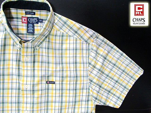 ★300円スタート！美品 チャップス ラルフローレン CHAPS RALPH LAUREN ボタンダウンシャツ 半袖 Lサイズ 希少品 ハンサムチェック 