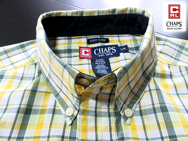 ★300円スタート！美品 チャップス ラルフローレン CHAPS RALPH LAUREN ボタンダウンシャツ 半袖 Lサイズ 希少品 ハンサムチェック 