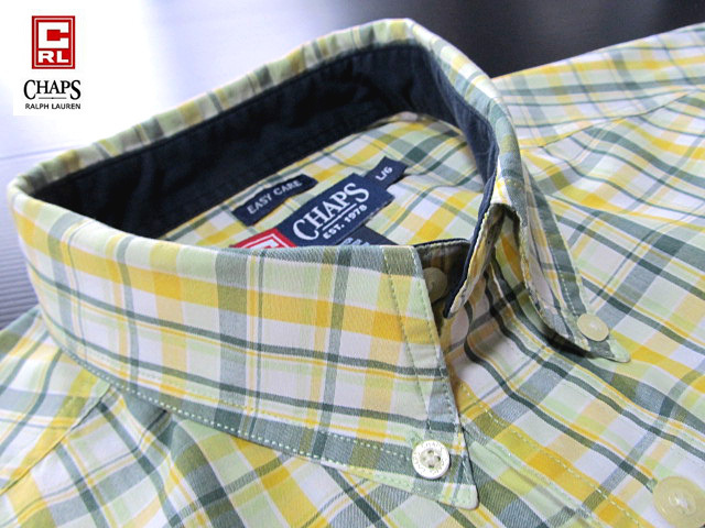 ★300円スタート！美品 チャップス ラルフローレン CHAPS RALPH LAUREN ボタンダウンシャツ 半袖 Lサイズ 希少品 ハンサムチェック 